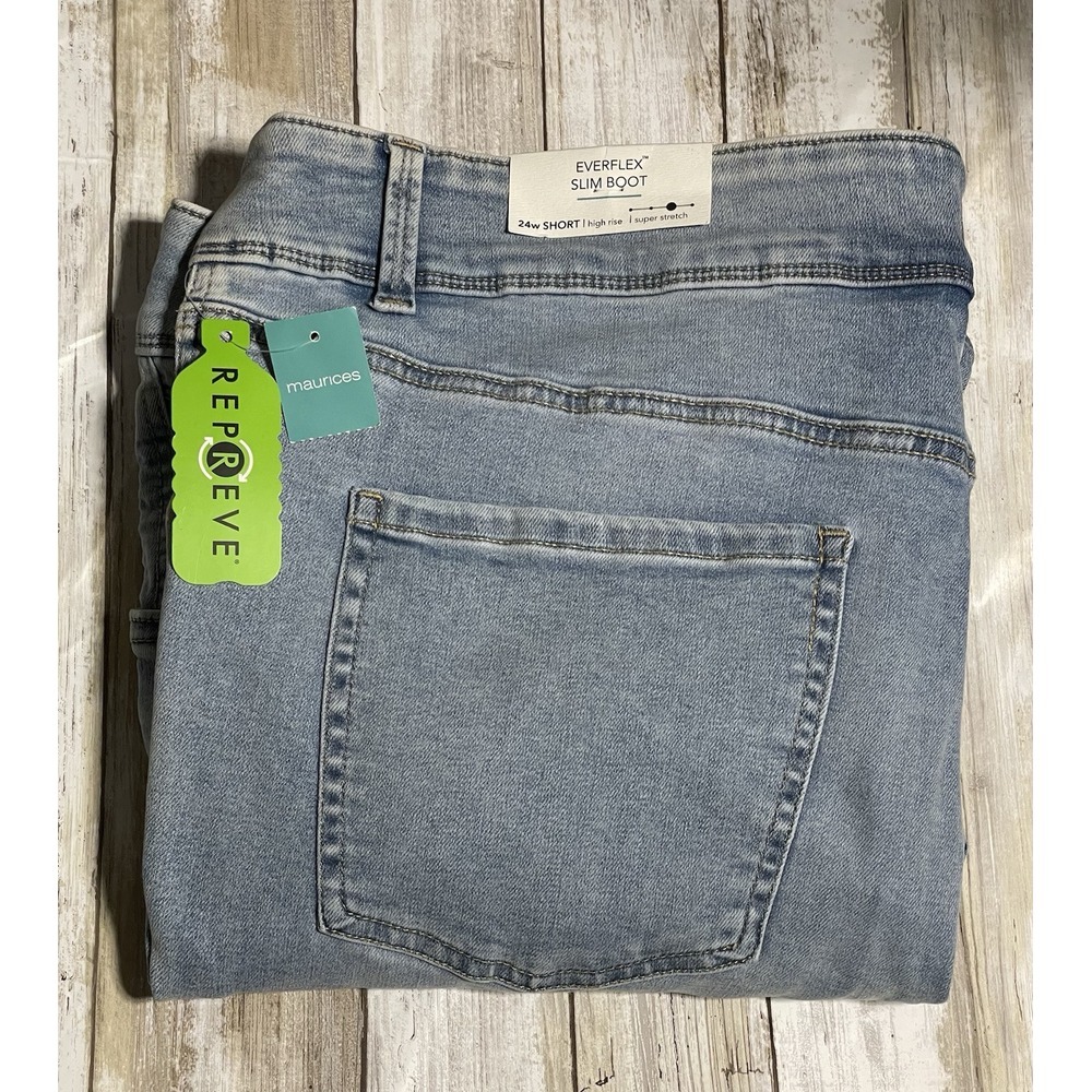NWT M Jeans By Maurice's Everflex Slim Boot High Rise Jeans Size 24W‎ Short